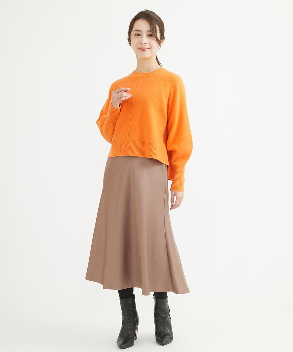 F1FAV08170 MK MICHEL KLEIN(小さいサイズ)(メゾン ドゥ サンク) 【小さいサイズ】ショート丈ウールニット/洗える オレンジ