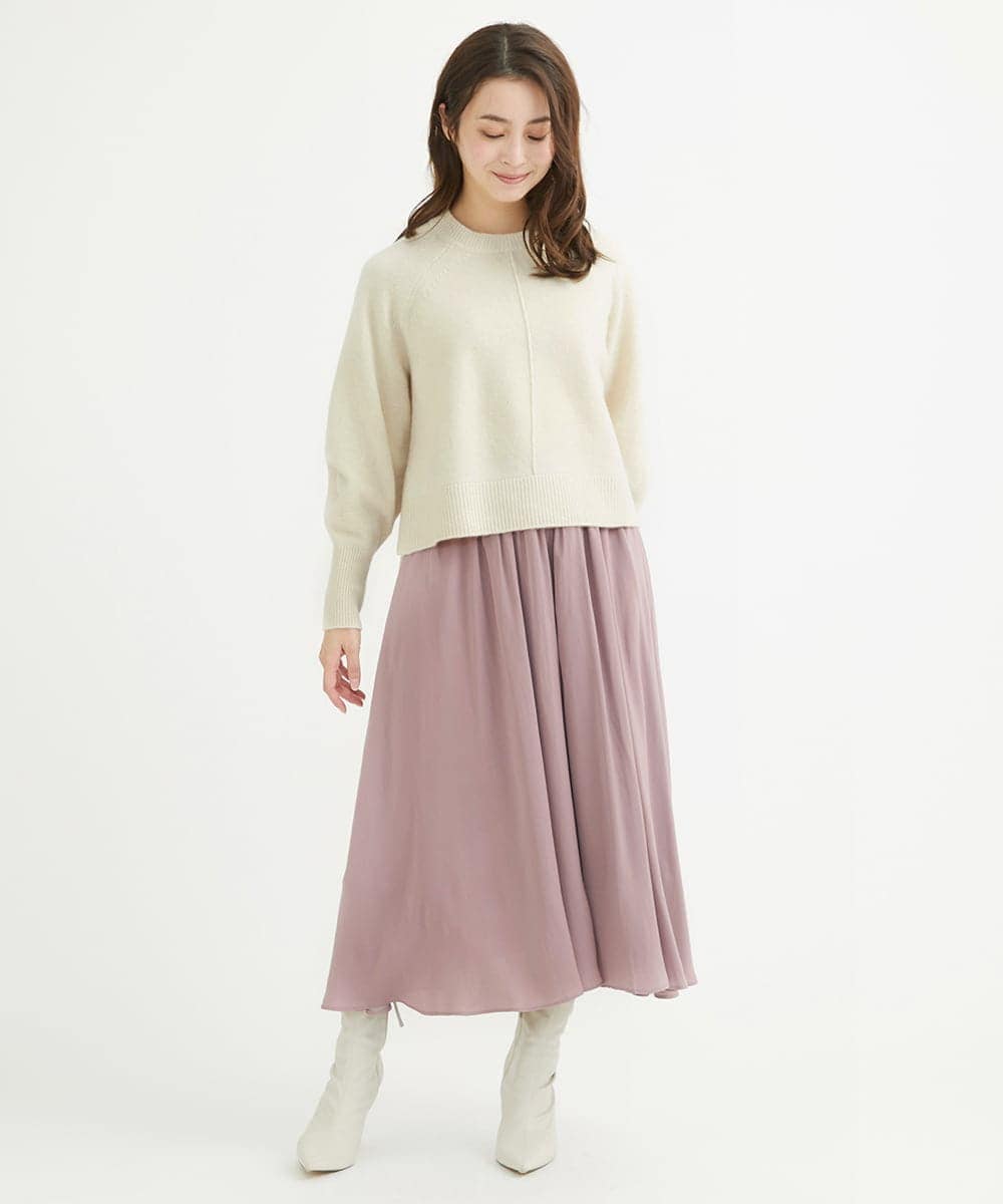 F1FAV08170 MK MICHEL KLEIN(小さいサイズ)(メゾン ドゥ サンク) 【小さいサイズ】ショート丈ウールニット/洗える オレンジ