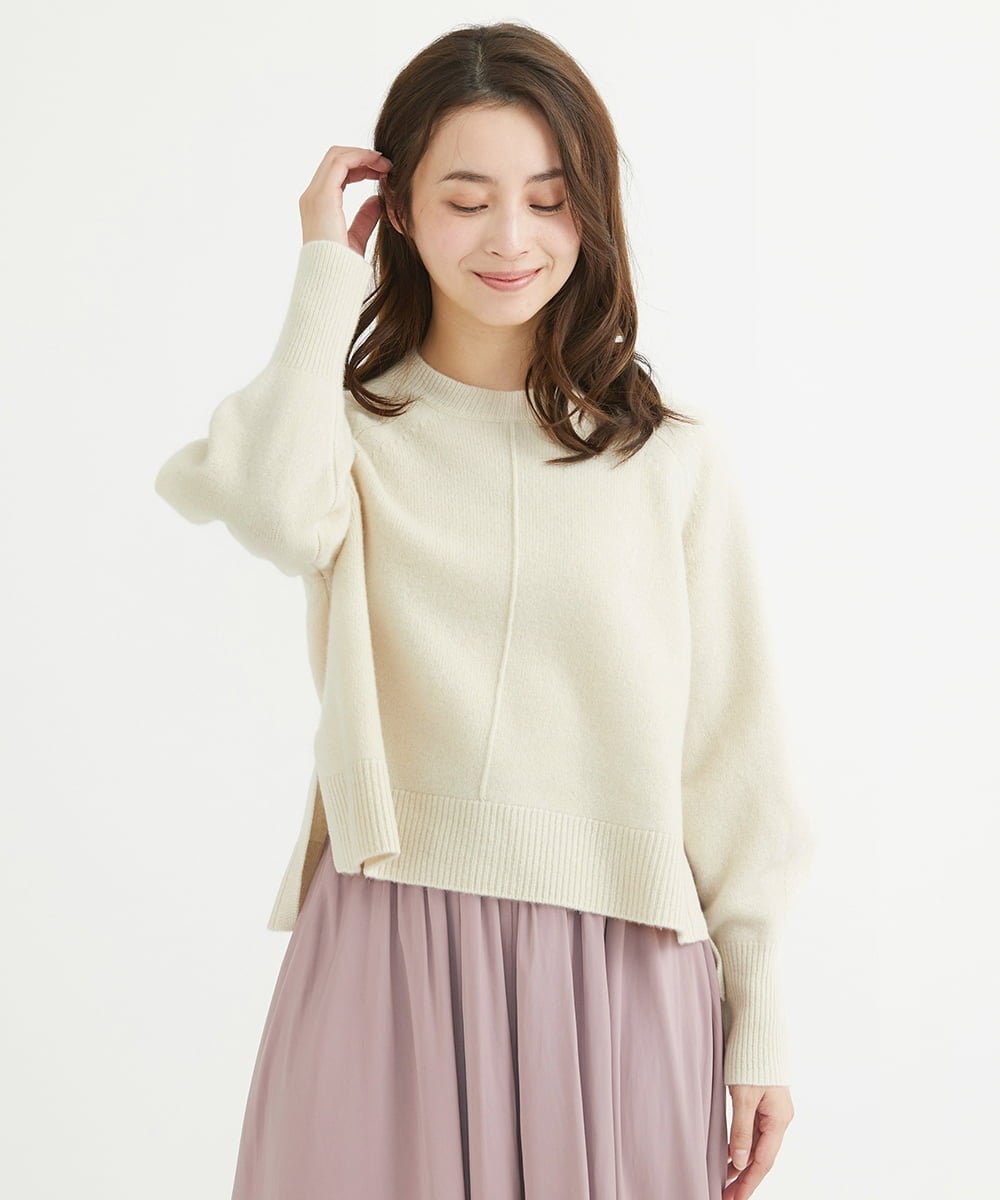 F1FAV08170 MK MICHEL KLEIN(小さいサイズ)(メゾン ドゥ サンク) 【小さいサイズ】ショート丈ウールニット/洗える オレンジ
