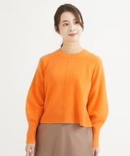 F1FAV08170 MK MICHEL KLEIN(小さいサイズ)(メゾン ドゥ サンク) 【小さいサイズ】ショート丈ウールニット/洗える オレンジ