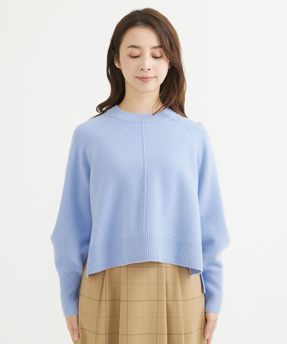 F1FAV08170 MK MICHEL KLEIN(小さいサイズ)(メゾン ドゥ サンク) 【小さいサイズ】ショート丈ウールニット/洗える オレンジ
