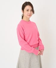 F1FAV09150 MK MICHEL KLEIN(小さいサイズ)(メゾン ドゥ サンク) 【小さいサイズ】airwoolパール調釦バックデザインニット ピンク