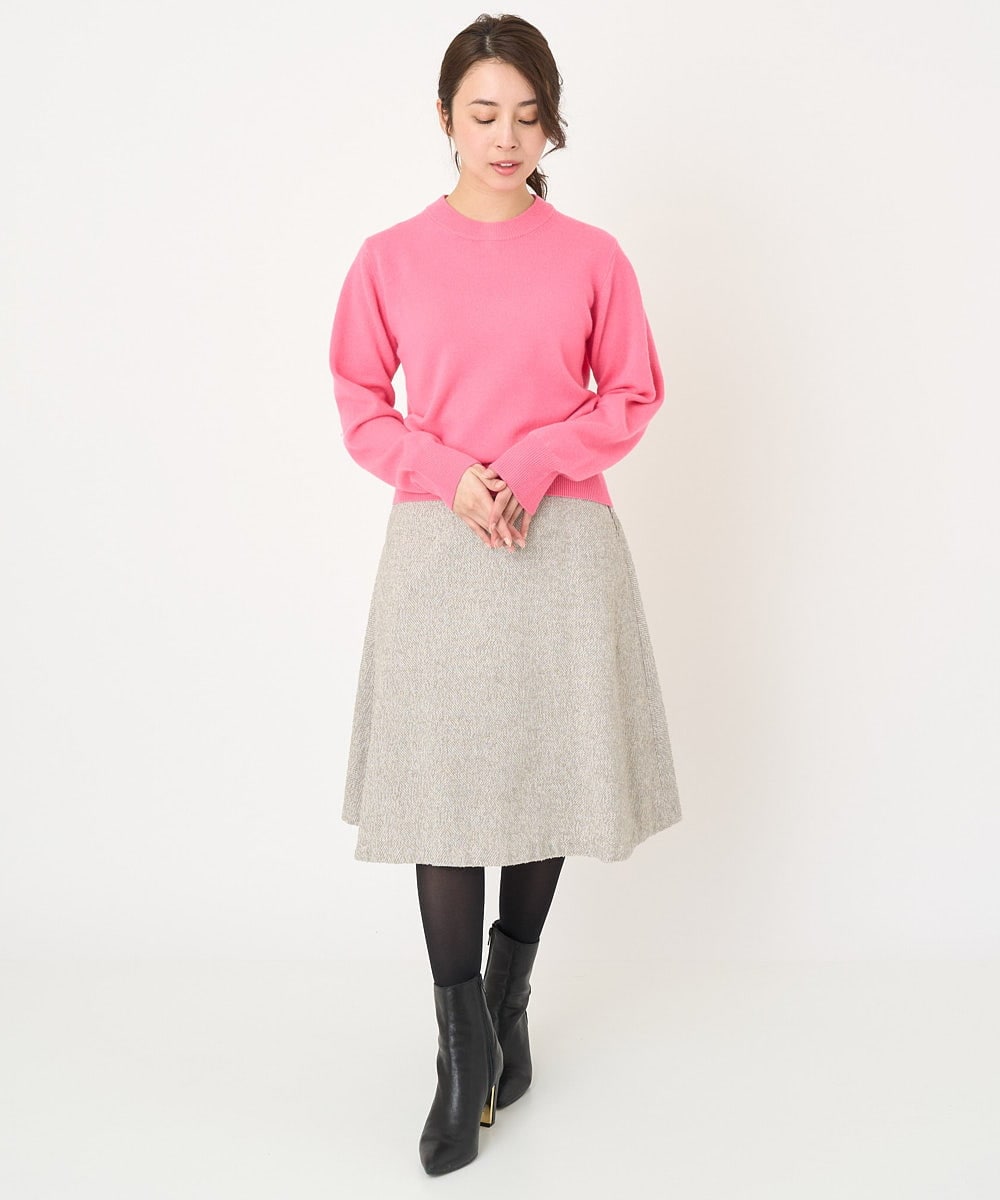 F1FAV09150 MK MICHEL KLEIN(小さいサイズ)(メゾン ドゥ サンク) 【小さいサイズ】airwoolパール調釦バックデザインニット ピンク