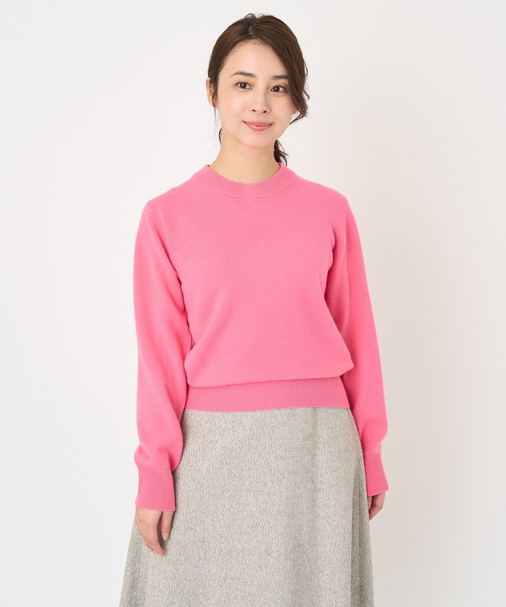 F1FAV09150 MK MICHEL KLEIN(小さいサイズ)(メゾン ドゥ サンク) 【小さいサイズ】airwoolパール調釦バックデザインニット ピンク