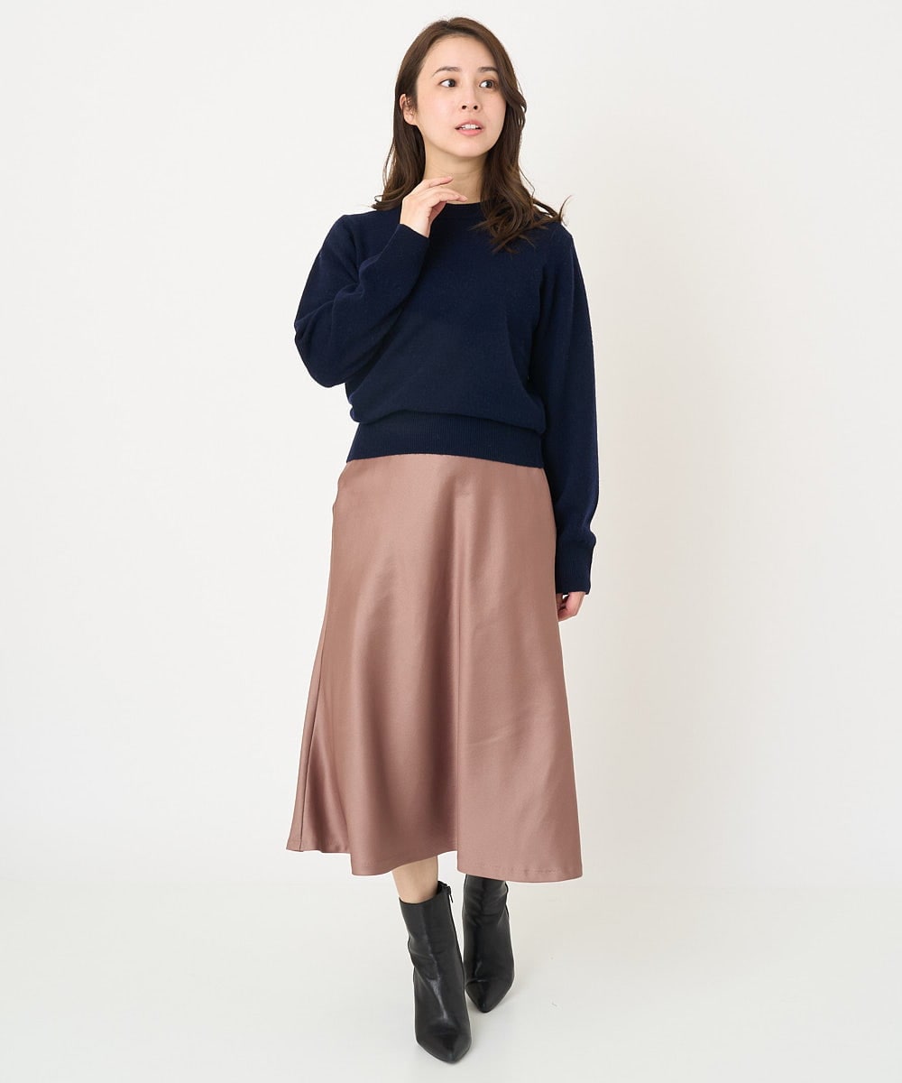 F1FAV09150 MK MICHEL KLEIN(小さいサイズ)(メゾン ドゥ サンク) 【小さいサイズ】airwoolパール調釦バックデザインニット ピンク