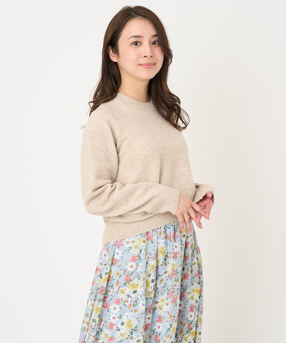 F1FAV09150 MK MICHEL KLEIN(小さいサイズ)(メゾン ドゥ サンク) 【小さいサイズ】airwoolパール調釦バックデザインニット ピンク