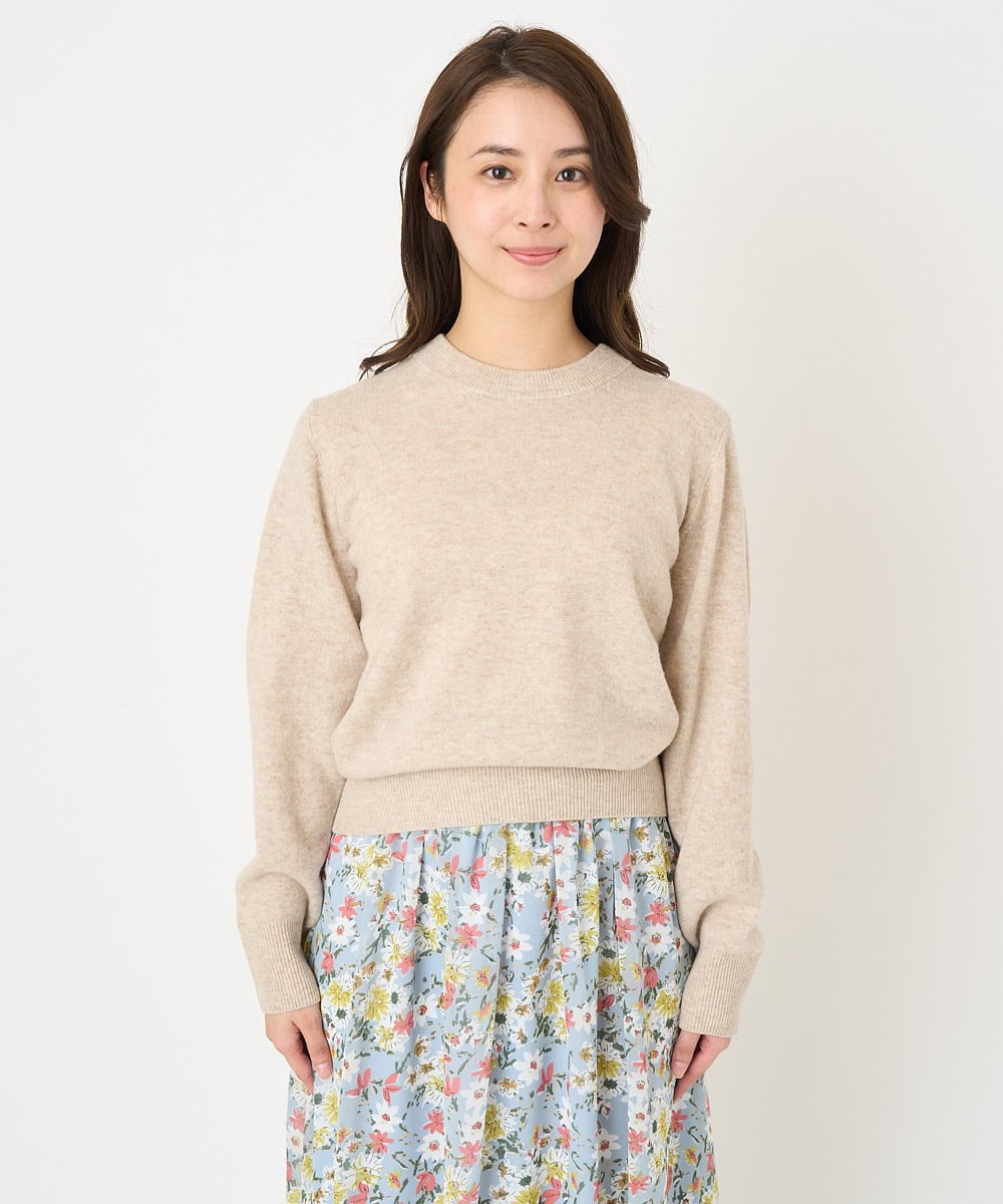 F1FAV09150 MK MICHEL KLEIN(小さいサイズ)(メゾン ドゥ サンク) 【小さいサイズ】airwoolパール調釦バックデザインニット ピンク