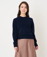 F1FAV09150 MK MICHEL KLEIN(小さいサイズ)(メゾン ドゥ サンク) 【小さいサイズ】airwoolパール調釦バックデザインニット ネイビー