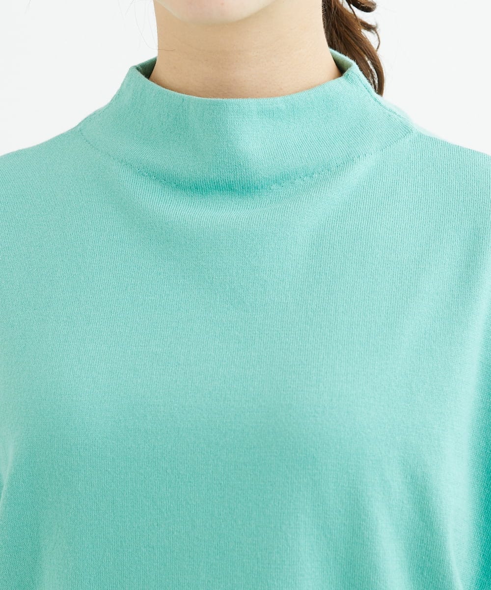 F1FAV49170 MK MICHEL KLEIN(小さいサイズ)(メゾン ドゥ サンク) 【小さいサイズ】ボトルネックニットベスト×ボリュームスリーブニット アンサンブル/洗える グリーン