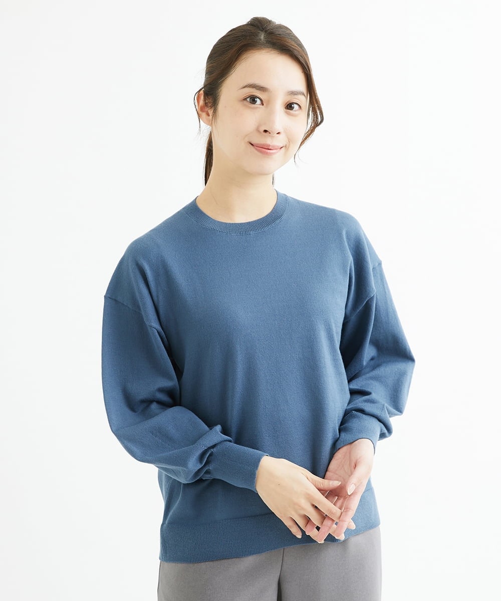 F1FAV49170 MK MICHEL KLEIN(小さいサイズ)(メゾン ドゥ サンク) 【小さいサイズ】ボトルネックニットベスト×ボリュームスリーブニット アンサンブル/洗える グリーン