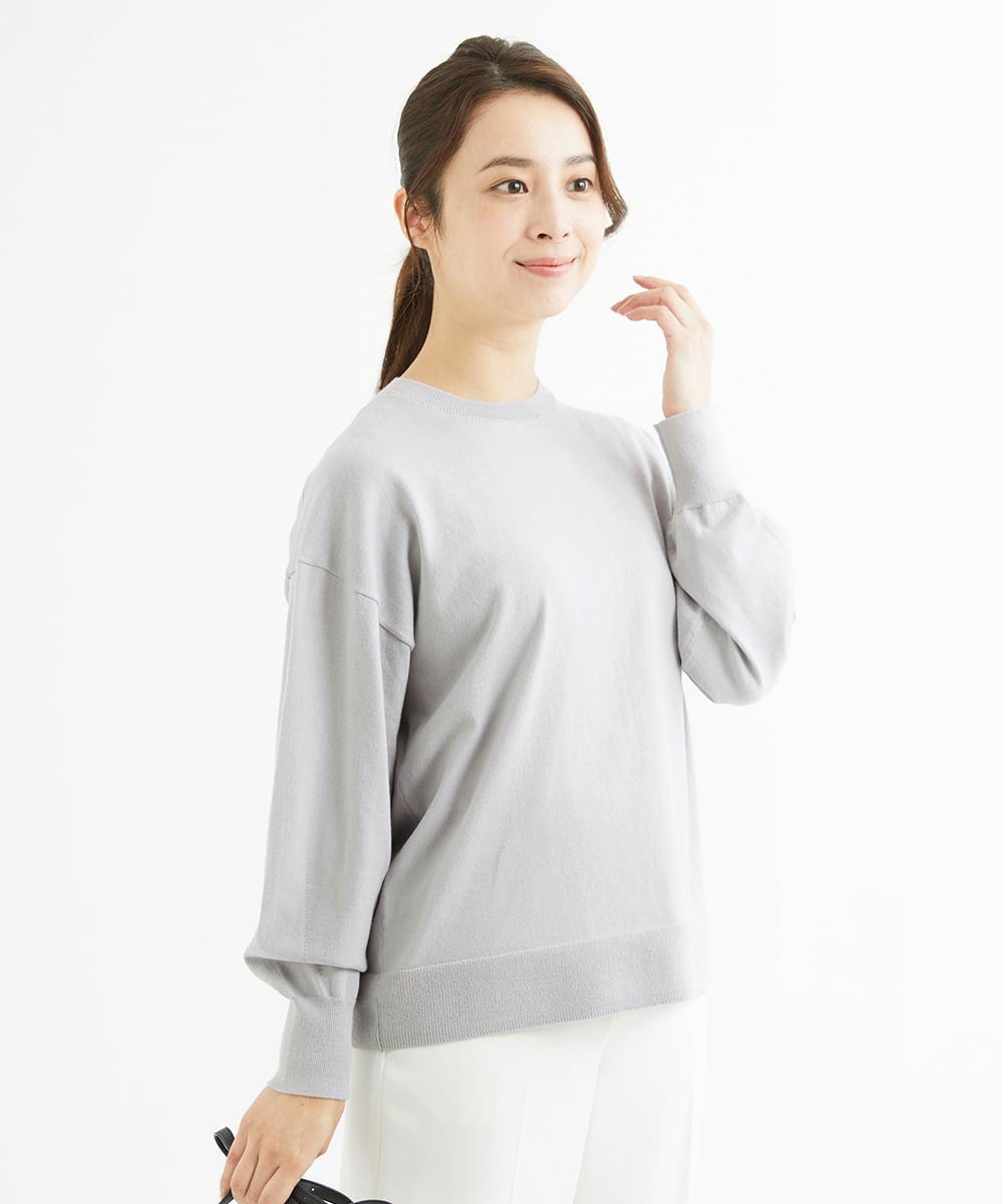 F1FAV49170 MK MICHEL KLEIN(小さいサイズ)(メゾン ドゥ サンク) 【小さいサイズ】ボトルネックニットベスト×ボリュームスリーブニット アンサンブル/洗える グリーン