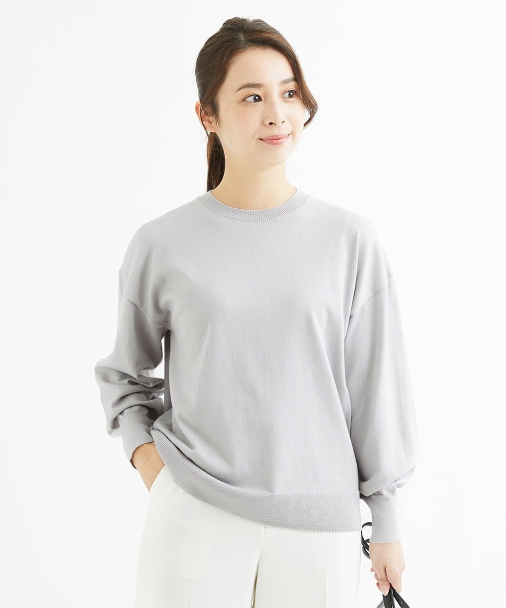 F1FAV49170 MK MICHEL KLEIN(小さいサイズ)(メゾン ドゥ サンク) 【小さいサイズ】ボトルネックニットベスト×ボリュームスリーブニット アンサンブル/洗える グリーン