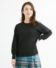 F1FAV49170 MK MICHEL KLEIN(小さいサイズ)(メゾン ドゥ サンク) 【小さいサイズ】ボトルネックニットベスト×ボリュームスリーブニット アンサンブル/洗える グリーン