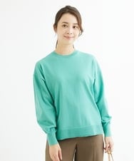 F1FAV49170 MK MICHEL KLEIN(小さいサイズ)(メゾン ドゥ サンク) 【小さいサイズ】ボトルネックニットベスト×ボリュームスリーブニット アンサンブル/洗える グリーン