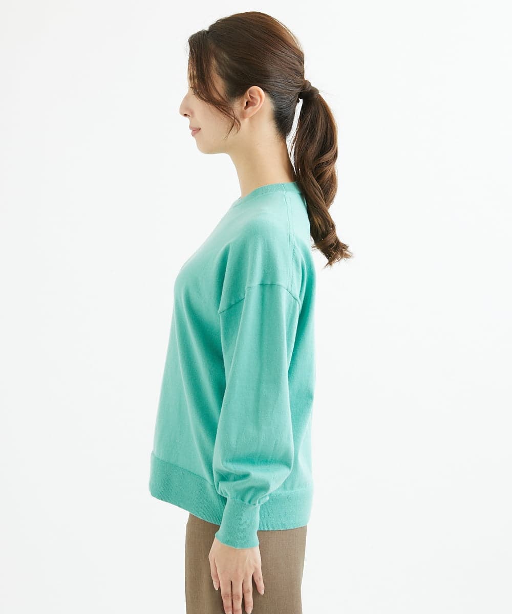 F1FAV49170 MK MICHEL KLEIN(小さいサイズ)(メゾン ドゥ サンク) 【小さいサイズ】ボトルネックニットベスト×ボリュームスリーブニット アンサンブル/洗える グリーン