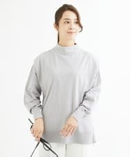F1FAV49170 MK MICHEL KLEIN(小さいサイズ)(メゾン ドゥ サンク) 【小さいサイズ】ボトルネックニットベスト×ボリュームスリーブニット アンサンブル/洗える グリーン