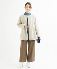 F1FAV49170 MK MICHEL KLEIN(小さいサイズ)(メゾン ドゥ サンク) 【小さいサイズ】ボトルネックニットベスト×ボリュームスリーブニット アンサンブル/洗える グリーン