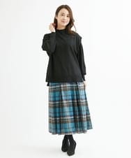 F1FAV49170 MK MICHEL KLEIN(小さいサイズ)(メゾン ドゥ サンク) 【小さいサイズ】ボトルネックニットベスト×ボリュームスリーブニット アンサンブル/洗える グリーン