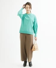 F1FAV49170 MK MICHEL KLEIN(小さいサイズ)(メゾン ドゥ サンク) 【小さいサイズ】ボトルネックニットベスト×ボリュームスリーブニット アンサンブル/洗える グリーン