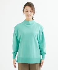 F1FAV49170 MK MICHEL KLEIN(小さいサイズ)(メゾン ドゥ サンク) 【小さいサイズ】ボトルネックニットベスト×ボリュームスリーブニット アンサンブル/洗える グリーン