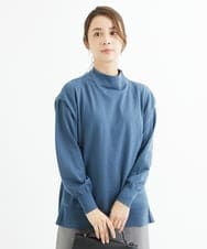 F1FAV49170 MK MICHEL KLEIN(小さいサイズ)(メゾン ドゥ サンク) 【小さいサイズ】ボトルネックニットベスト×ボリュームスリーブニット アンサンブル/洗える ブルー