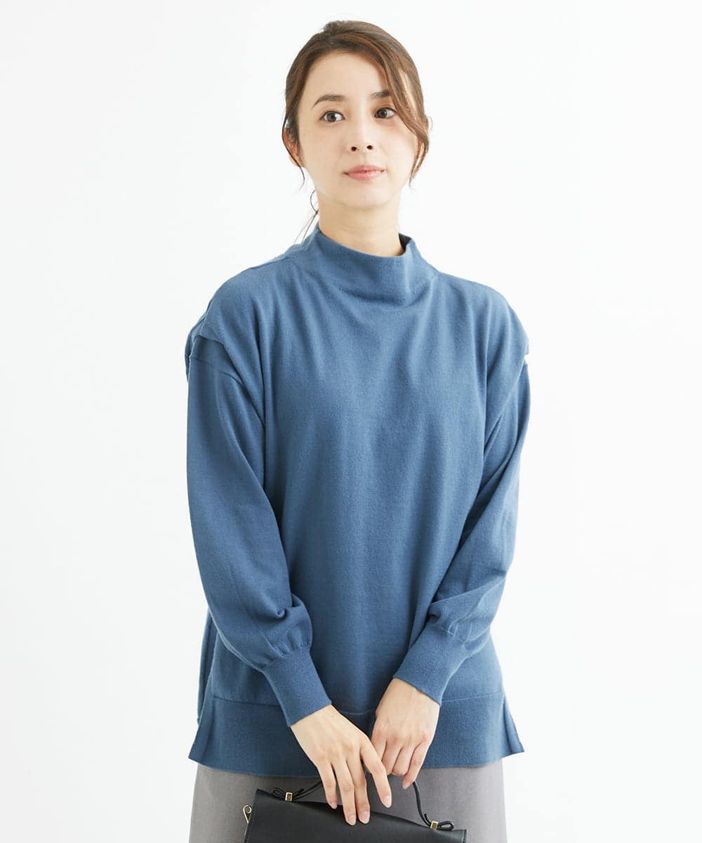 小さいサイズ】ボトルネックニットベスト×ボリュームスリーブニット