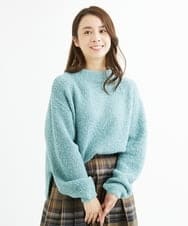 F1FAV50150 MK MICHEL KLEIN(小さいサイズ)(メゾン ドゥ サンク) 【小さいサイズ】ループヤーンボトルネックニット/洗える ミントブルー