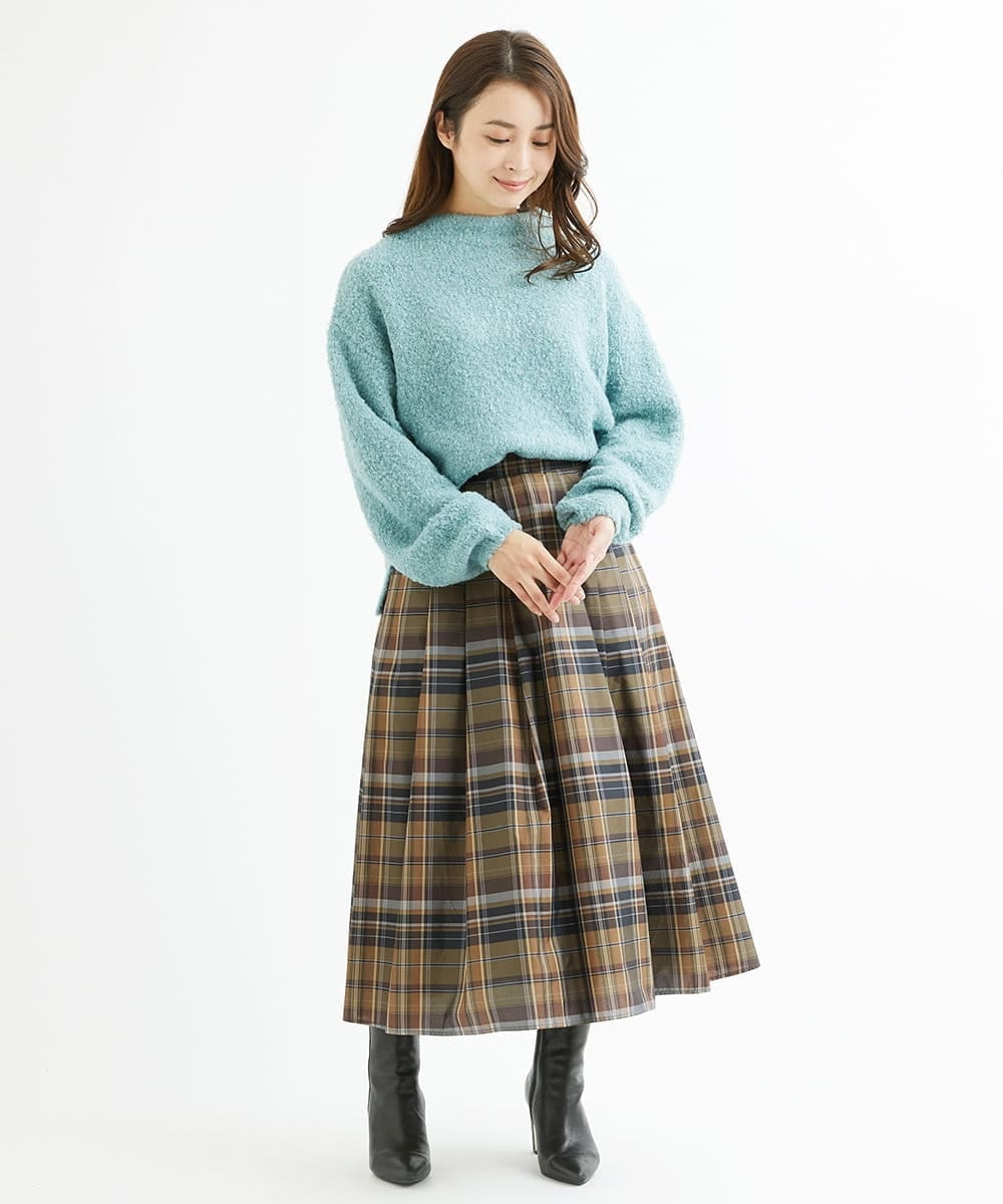 F1FAV50150 MK MICHEL KLEIN(小さいサイズ)(メゾン ドゥ サンク) 【小さいサイズ】ループヤーンボトルネックニット/洗える ミントブルー