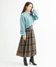 F1FAV50150 MK MICHEL KLEIN(小さいサイズ)(メゾン ドゥ サンク) 【小さいサイズ】ループヤーンボトルネックニット/洗える ミントブルー