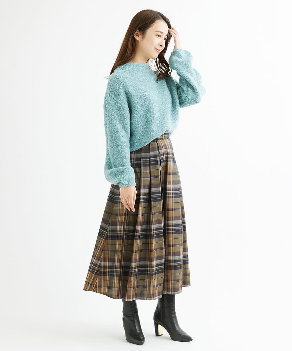 F1FAV50150 MK MICHEL KLEIN(小さいサイズ)(メゾン ドゥ サンク) 【小さいサイズ】ループヤーンボトルネックニット/洗える ミントブルー