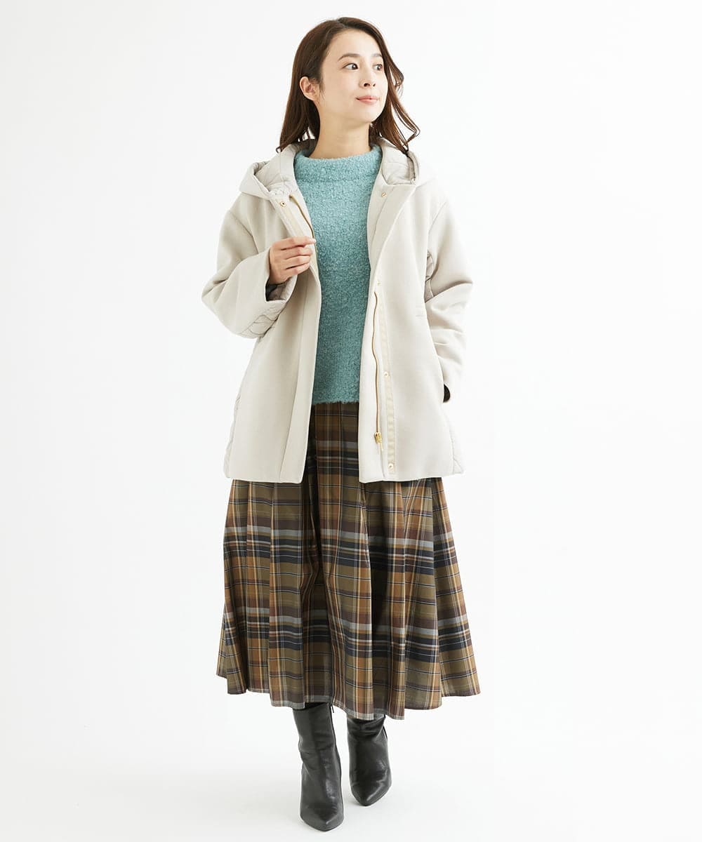 F1FAV50150 MK MICHEL KLEIN(小さいサイズ)(メゾン ドゥ サンク) 【小さいサイズ】ループヤーンボトルネックニット/洗える ミントブルー