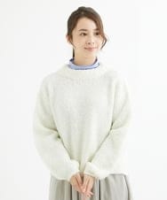 F1FAV50150 MK MICHEL KLEIN(小さいサイズ)(メゾン ドゥ サンク) 【小さいサイズ】ループヤーンボトルネックニット/洗える ミントブルー