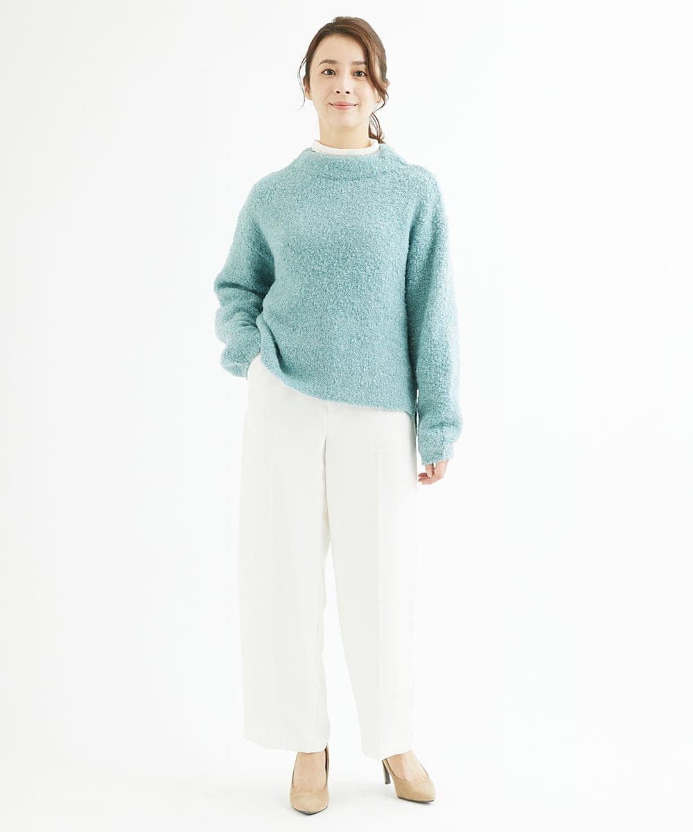 F1FAV50150 MK MICHEL KLEIN(小さいサイズ)(メゾン ドゥ サンク) 【小さいサイズ】ループヤーンボトルネックニット/洗える ミントブルー