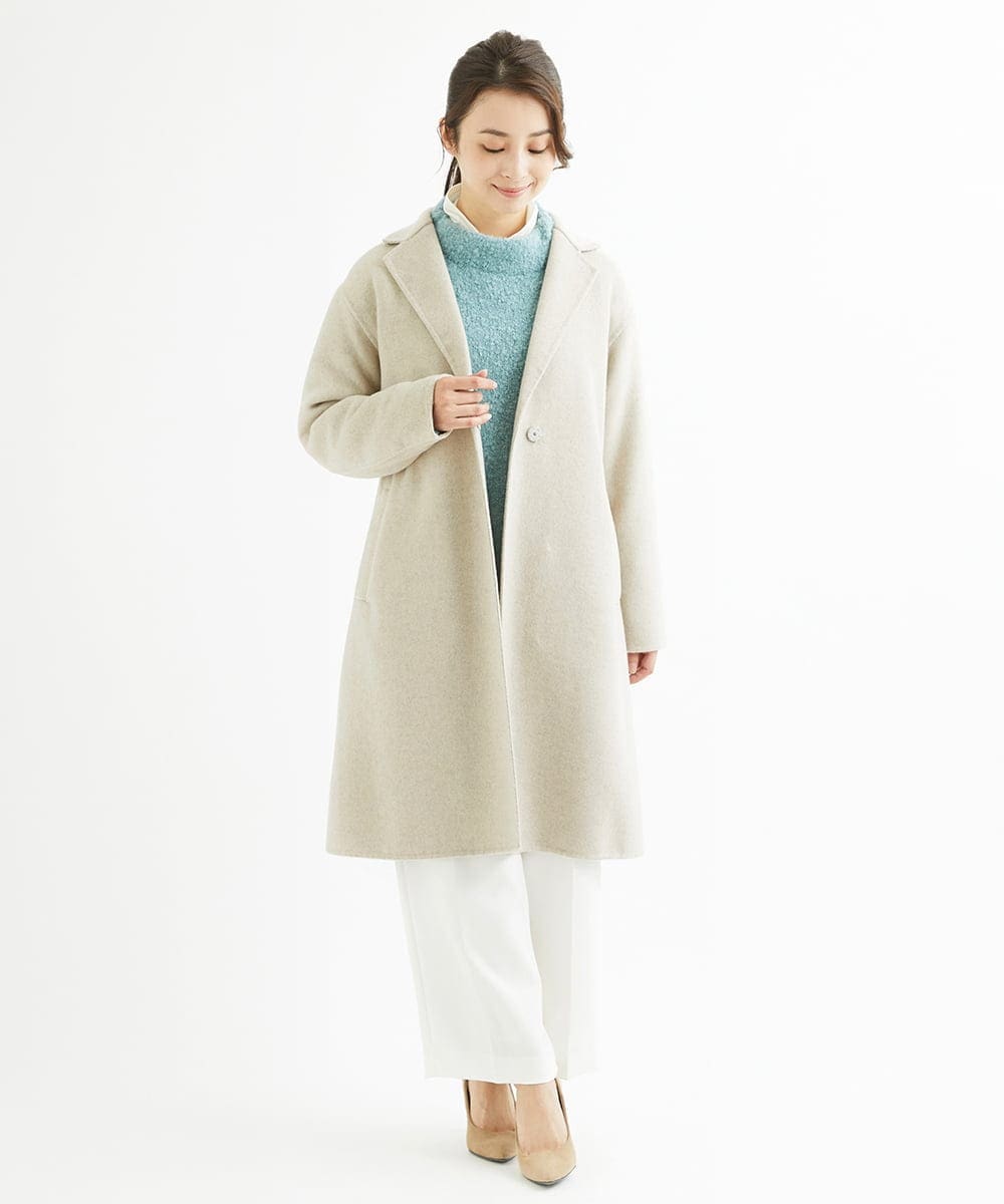 F1FAV50150 MK MICHEL KLEIN(小さいサイズ)(メゾン ドゥ サンク) 【小さいサイズ】ループヤーンボトルネックニット/洗える ミントブルー