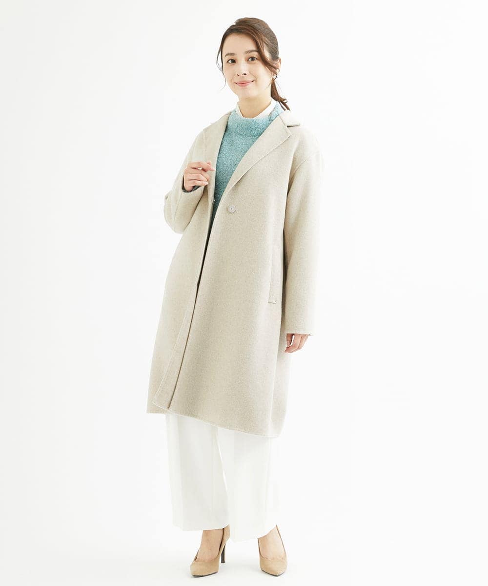F1FAV50150 MK MICHEL KLEIN(小さいサイズ)(メゾン ドゥ サンク) 【小さいサイズ】ループヤーンボトルネックニット/洗える ミントブルー