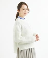 F1FAV50150 MK MICHEL KLEIN(小さいサイズ)(メゾン ドゥ サンク) 【小さいサイズ】ループヤーンボトルネックニット/洗える ミントブルー