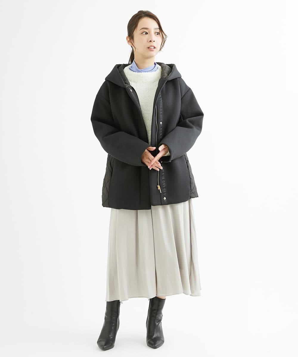 F1FAV50150 MK MICHEL KLEIN(小さいサイズ)(メゾン ドゥ サンク) 【小さいサイズ】ループヤーンボトルネックニット/洗える ミントブルー