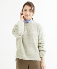 F1FAV50150 MK MICHEL KLEIN(小さいサイズ)(メゾン ドゥ サンク) 【小さいサイズ】ループヤーンボトルネックニット/洗える ミントブルー