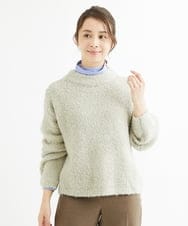 F1FAV50150 MK MICHEL KLEIN(小さいサイズ)(メゾン ドゥ サンク) 【小さいサイズ】ループヤーンボトルネックニット/洗える ミントブルー