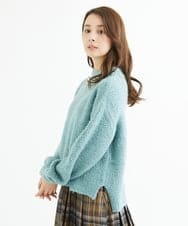F1FAV50150 MK MICHEL KLEIN(小さいサイズ)(メゾン ドゥ サンク) 【小さいサイズ】ループヤーンボトルネックニット/洗える ミントブルー