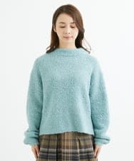 F1FAV50150 MK MICHEL KLEIN(小さいサイズ)(メゾン ドゥ サンク) 【小さいサイズ】ループヤーンボトルネックニット/洗える ミントブルー