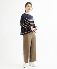F1FAV52130 MK MICHEL KLEIN(小さいサイズ)(メゾン ドゥ サンク) 【小さいサイズ】カラーボーダー柄ニット/洗える グリーン