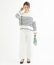 F1FAV52130 MK MICHEL KLEIN(小さいサイズ)(メゾン ドゥ サンク) 【小さいサイズ】カラーボーダー柄ニット/洗える グリーン