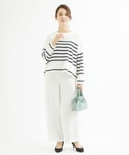F1FAV52130 MK MICHEL KLEIN(小さいサイズ)(メゾン ドゥ サンク) 【小さいサイズ】カラーボーダー柄ニット/洗える グリーン