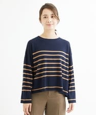 F1FAV52130 MK MICHEL KLEIN(小さいサイズ)(メゾン ドゥ サンク) 【小さいサイズ】カラーボーダー柄ニット/洗える グリーン
