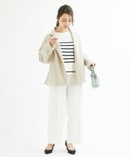 F1FAV52130 MK MICHEL KLEIN(小さいサイズ)(メゾン ドゥ サンク) 【小さいサイズ】カラーボーダー柄ニット/洗える グリーン