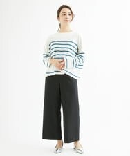 F1FAV52130 MK MICHEL KLEIN(小さいサイズ)(メゾン ドゥ サンク) 【小さいサイズ】カラーボーダー柄ニット/洗える グリーン