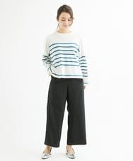F1FAV52130 MK MICHEL KLEIN(小さいサイズ)(メゾン ドゥ サンク) 【小さいサイズ】カラーボーダー柄ニット/洗える グリーン