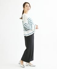 F1FAV52130 MK MICHEL KLEIN(小さいサイズ)(メゾン ドゥ サンク) 【小さいサイズ】カラーボーダー柄ニット/洗える グリーン