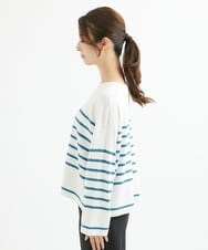 F1FAV52130 MK MICHEL KLEIN(小さいサイズ)(メゾン ドゥ サンク) 【小さいサイズ】カラーボーダー柄ニット/洗える グリーン